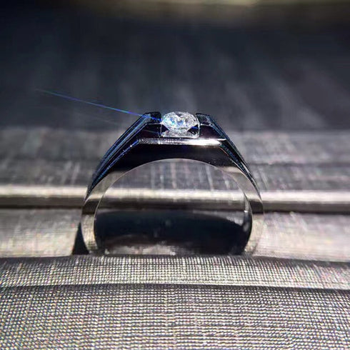 MJ-210 White Gold Certified by GRA Solitaire Cut Diamond Engagement Ring for Men