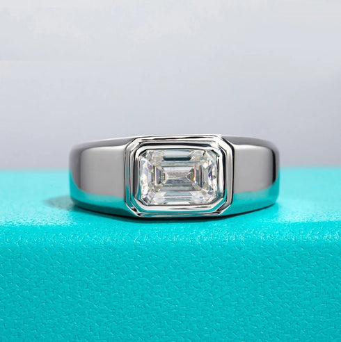 MJ-203 Carat D Color Moissanite Wedding Band Men Ring 925 Sterling Silver Engagement Rings For Man