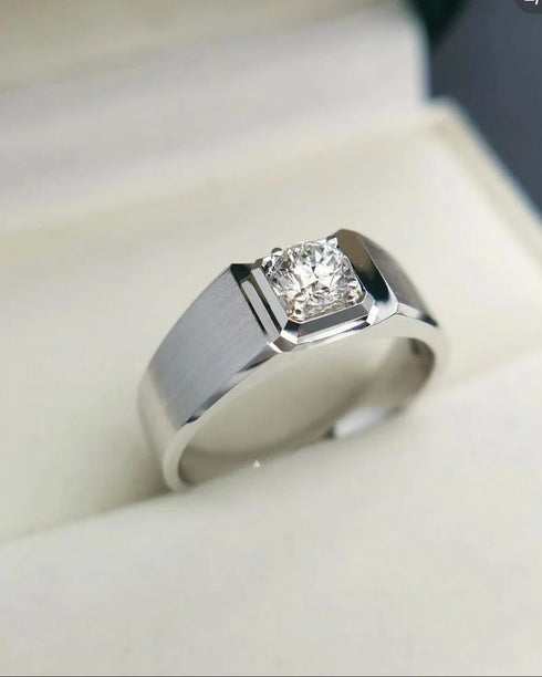 MJ-212 Original Moissanite Diamond Ring For Men Silver 925 with Stamp, GRA Certificate