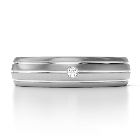 MJ-253 Silver 925 Platinum Diamond Mens Band