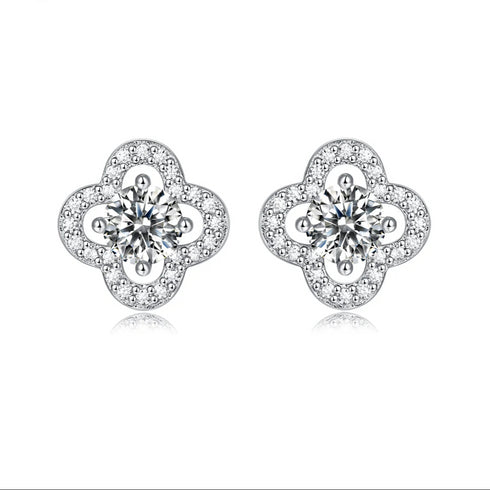 MJ-61 Flower Moissanite Earings Silver 925 Original Moissanite Diamond Test Past Wedding Drop EarringsJewelry