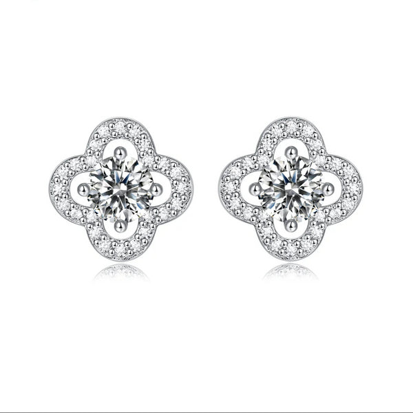 MJ-61 Flower Moissanite Earings Silver 925 Original Moissanite Diamond Test Past Wedding Drop EarringsJewelry
