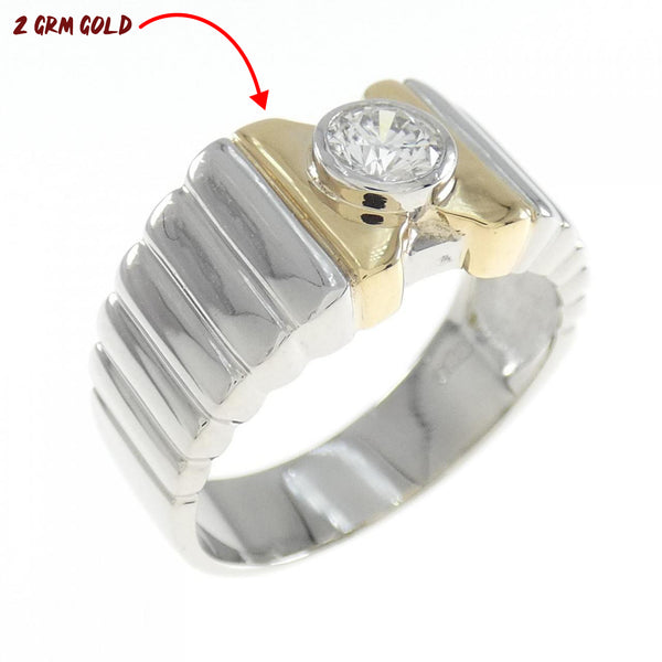 MJ 255 Authentic Gold Plate + Diamond + Silver 925 Ring