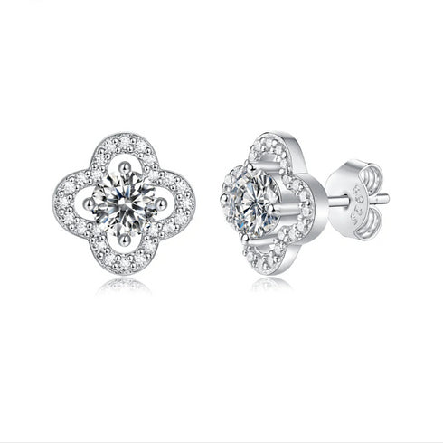 MJ-61 Flower Moissanite Earings Silver 925 Original Moissanite Diamond Test Past Wedding Drop EarringsJewelry
