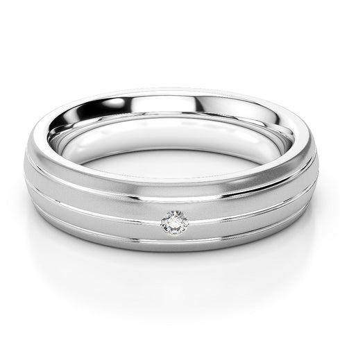 MJ-253 Silver 925 Platinum Diamond Mens Band