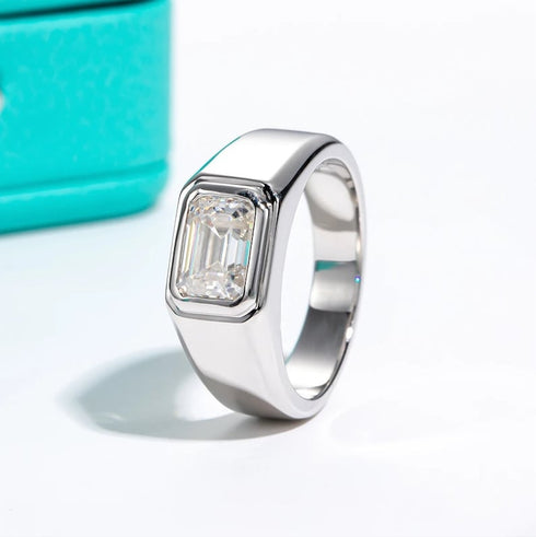 MJ-203 Carat D Color Moissanite Wedding Band Men Ring 925 Sterling Silver Engagement Rings For Man