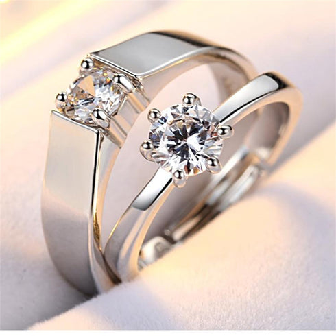 MJ-003 Silver 925 GRA Moissanite Diamond Couple Ring 2