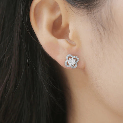 MJ-61 Flower Moissanite Earings Silver 925 Original Moissanite Diamond Test Past Wedding Drop EarringsJewelry