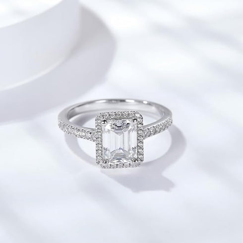 MJ-124 Classic 925 Sterling Silver Moissanite Ring stylish jewelry Anniversary Ring