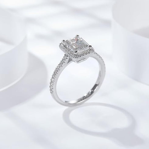 MJ-124 Classic 925 Sterling Silver Moissanite Ring stylish jewelry Anniversary Ring