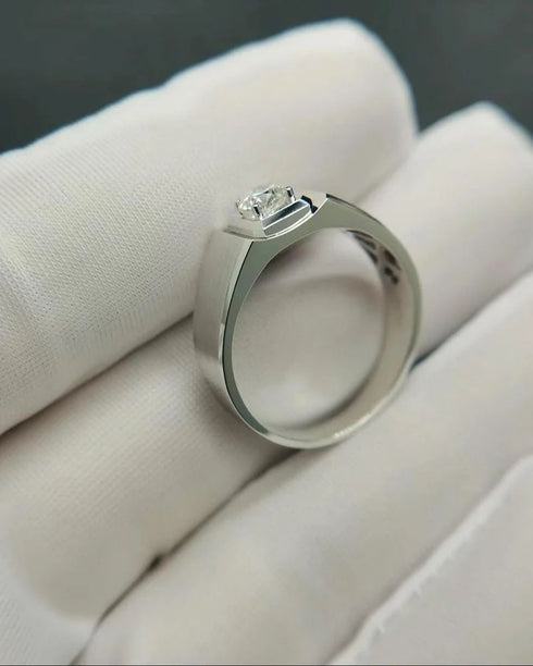 MJ-212 Original Moissanite Diamond Ring For Men Silver 925 with Stamp, GRA Certificate