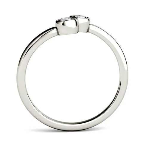MJ-115 DEW Round Forever One Moissanite Bezel Set Two Stone Fashion Ring White Gold