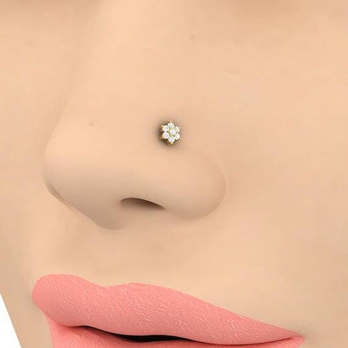 MJ-303 Moissanite Diamond Nose Stud Gold + Silver 925