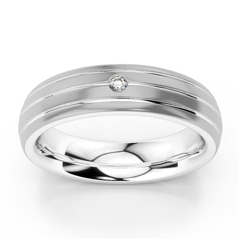 MJ-253 Silver 925 Platinum Diamond Mens Band