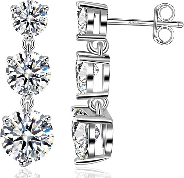 MJ-60 Silver 925 Original Moissanite Diamond Test Past Wedding Drop EarringsJewelry