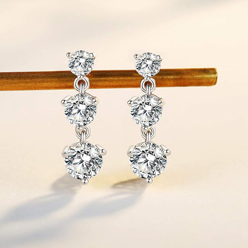 MJ-60 Silver 925 Original Moissanite Diamond Test Past Wedding Drop EarringsJewelry