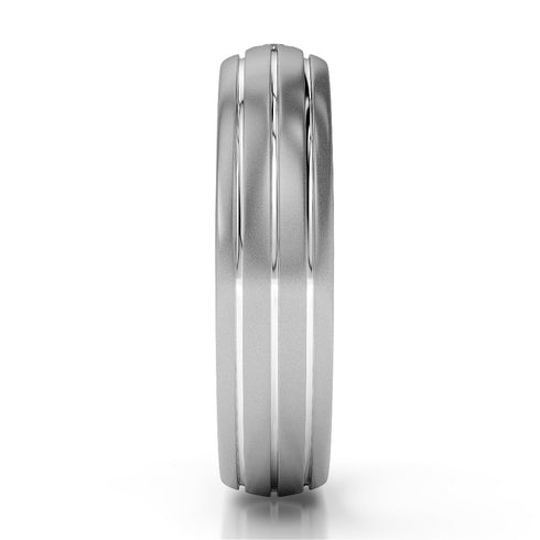 MJ-253 Silver 925 Platinum Diamond Mens Band