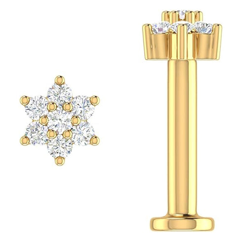 MJ-303 Moissanite Diamond Nose Stud Gold + Silver 925