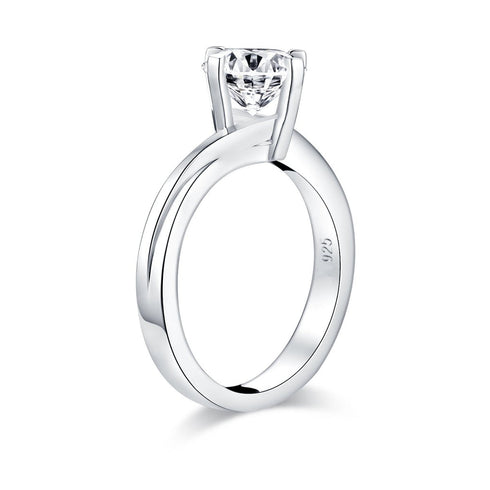 MJ-105 Twist Round Created White Diamond Solitaire Ring