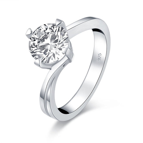 MJ-105 Twist Round Created White Diamond Solitaire Ring