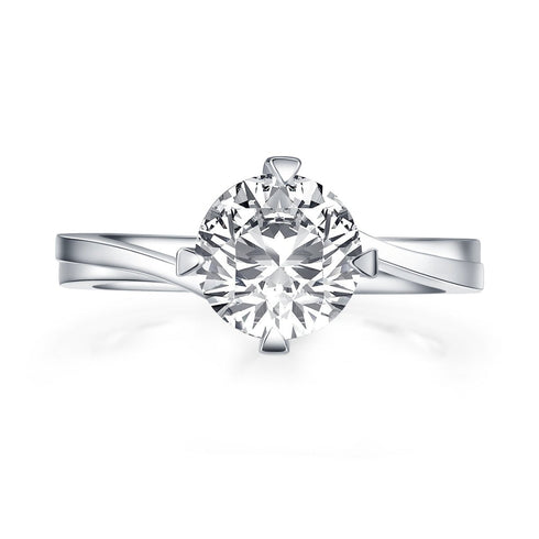 MJ-105 Twist Round Created White Diamond Solitaire Ring