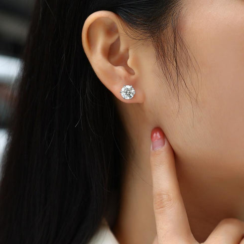 MJ-65 D Color Moissanite Lab Diamond Stud Earring For Women 925 Sterling Silver Wedding Engagement Ear Studs Jewelry