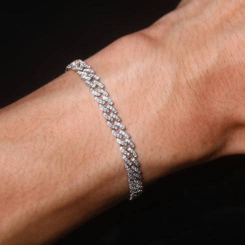 Sterling Silver VVS Moissanite Iced Out Hip Hop Jewelry Cuban Link Bracelet Men Women