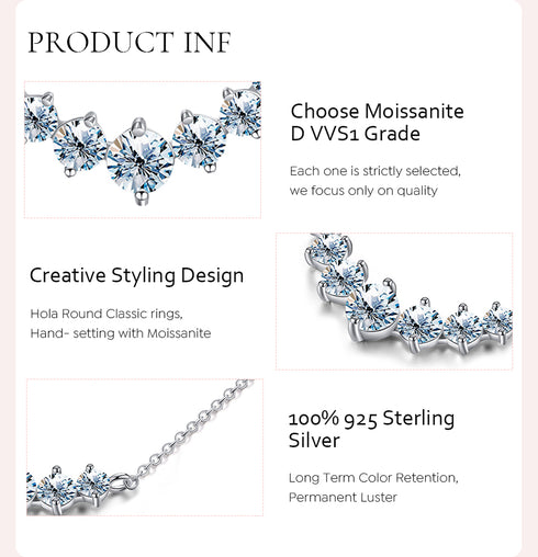 MJ-10 Original Moissanite Solitaire Pendant Necklace in Pure 925 Silver