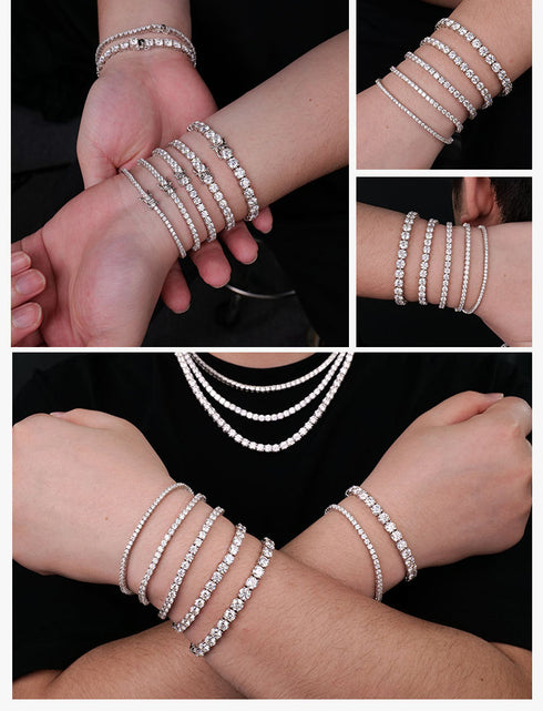 Moissanite Iced Out Tennis Bracelet 925 Sterling Silver Sparkling Moissanite Tennis Bracelet Chain