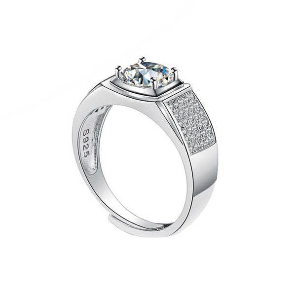 MJ-211 ROUND BRILLIANT CUT MOISSANITE MEN'S WEDDING BAND RING