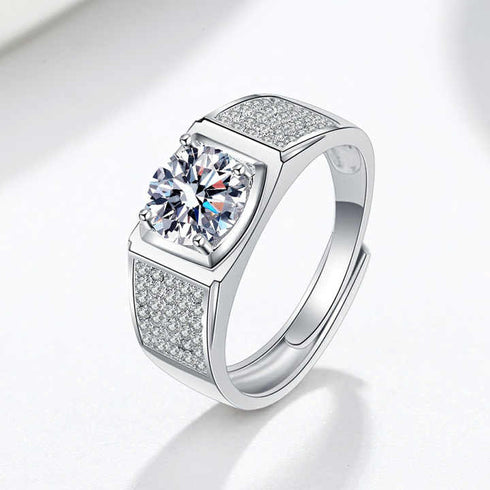 MJ-211 ROUND BRILLIANT CUT MOISSANITE MEN'S WEDDING BAND RING