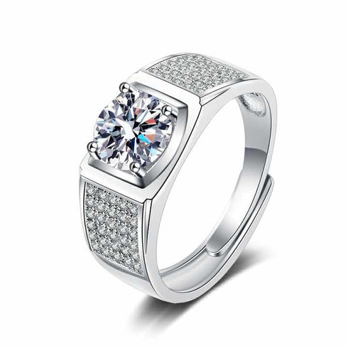 MJ-211 ROUND BRILLIANT CUT MOISSANITE MEN'S WEDDING BAND RING