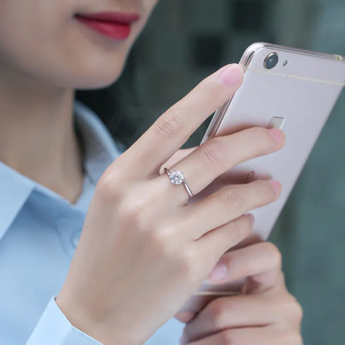 MJ-139 Classic 925 Sterling Silver Moissanite Ring stylish jewelry Anniversary Ring