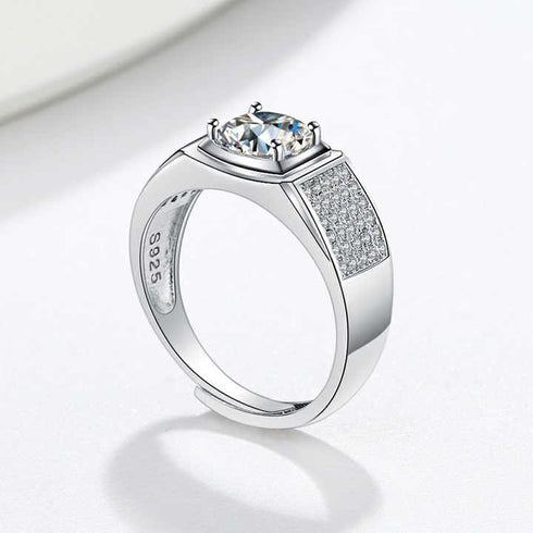 MJ-211 ROUND BRILLIANT CUT MOISSANITE MEN'S WEDDING BAND RING