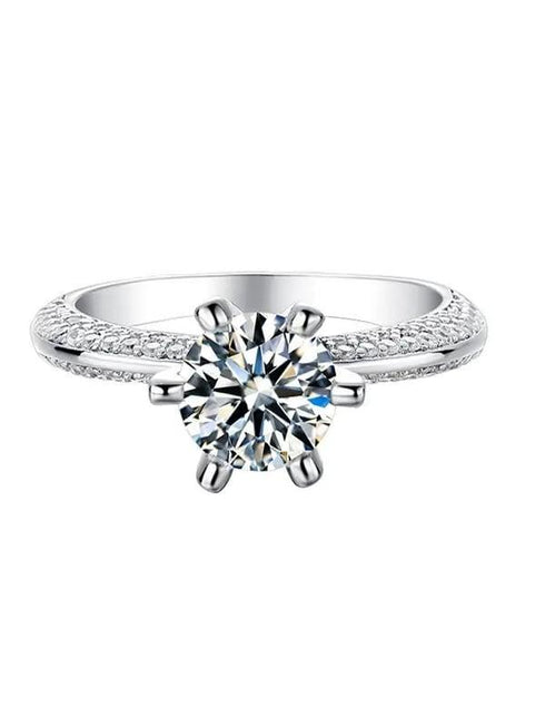 MJ-147 Silver Moissanite Diamond Ring 1.0 Carat