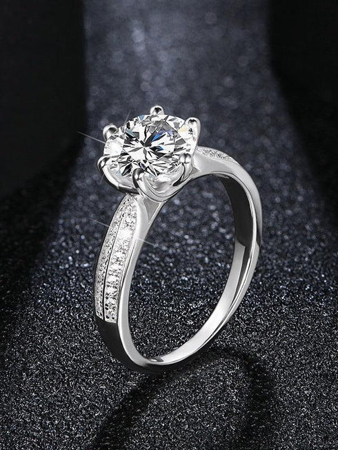MJ-148 Silver Moissanite Diamond Ring 1.0 Carat