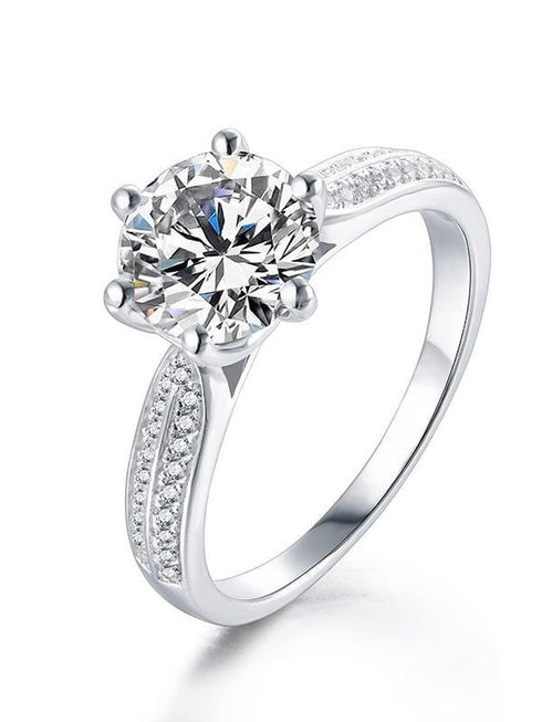 MJ-148 Silver Moissanite Diamond Ring 1.0 Carat
