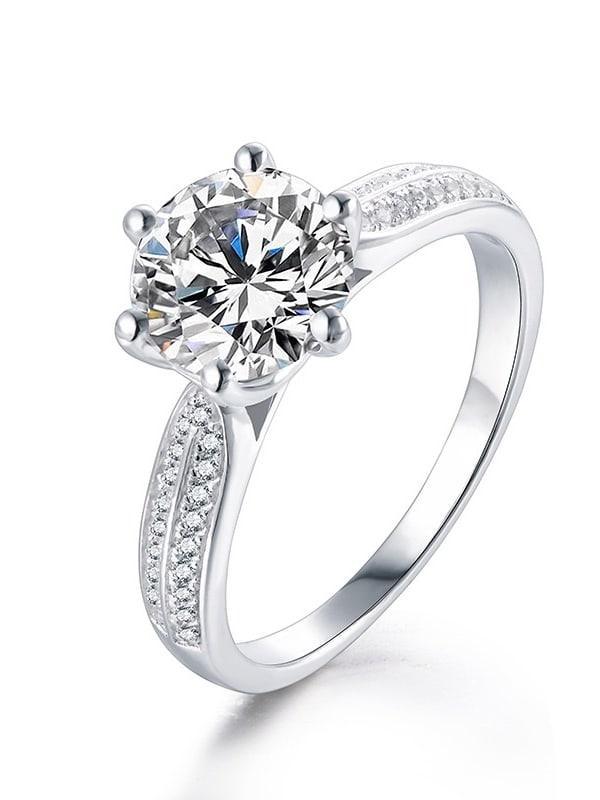 MJ-148 Silver Moissanite Diamond Ring 1.0 Carat