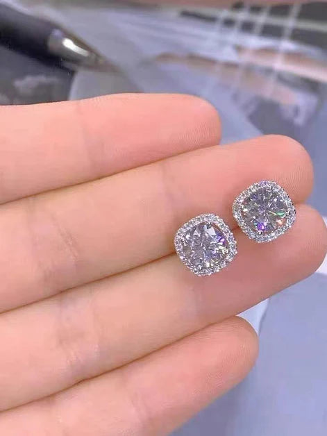 MJ-62 Square Design Moissanite Earings Silver 925 Original Moissanite Diamond Test Past Wedding Drop EarringsJewelry