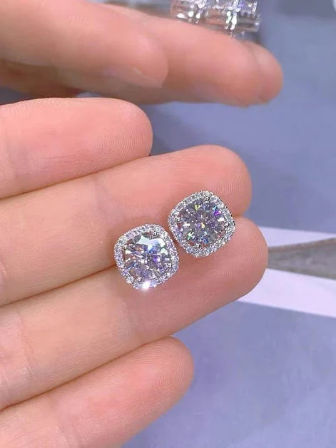 MJ-62 Square Design Moissanite Earings Silver 925 Original Moissanite Diamond Test Past Wedding Drop EarringsJewelry