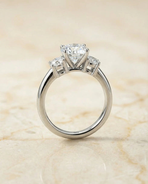 MJ-112 Anita Classic Three-Stone Round Diamond Engagement Ring – 925 Silver Gold & Palladium Plated Anniversary Ring