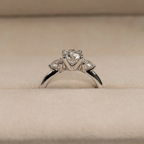 MJ-114 Round Trilogy Diamond Engagement Ring – 925 Silver Gold & Palladium Plated Anniversary Ring