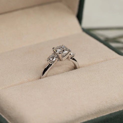MJ-114 Round Trilogy Diamond Engagement Ring – 925 Silver Gold & Palladium Plated Anniversary Ring
