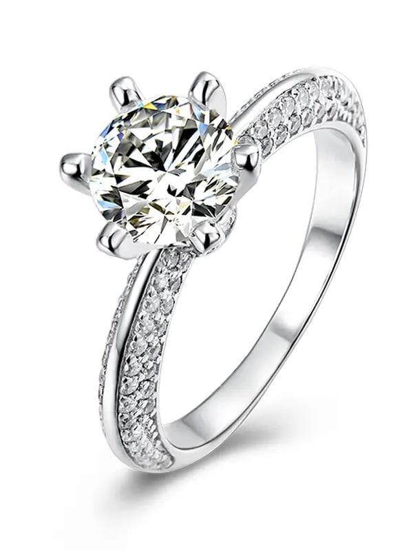 MJ-147 Silver Moissanite Diamond Ring 1.0 Carat