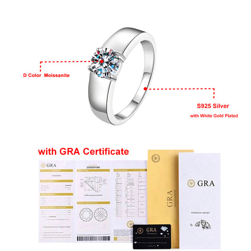 MJ-202 Carat D Color Moissanite Wedding Band Men Ring 925 Sterling Silver Engagement Rings For Man With GRA Certificate Gift