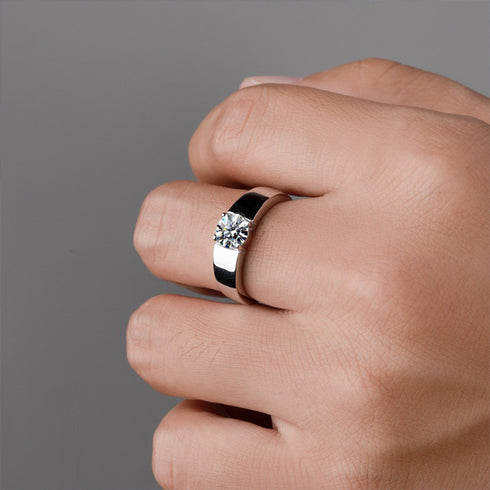 MJ-202 Carat D Color Moissanite Wedding Band Men Ring 925 Sterling Silver Engagement Rings For Man With GRA Certificate Gift