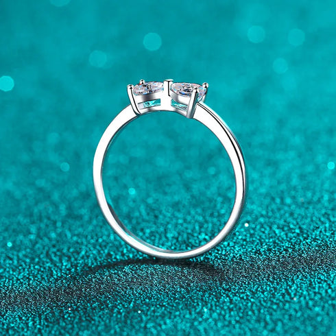 MJ-104 Silver Ring 2 Heart Shape