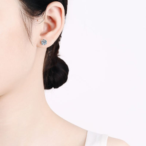 MJ-63 D Color Moissanite Lab Diamond Stud Earring For Women 925 Sterling Silver Wedding Engagement Ear Studs Jewelry