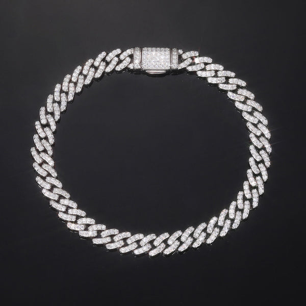 Sterling Silver VVS Moissanite Iced Out Hip Hop Jewelry Cuban Link Bracelet Men Women