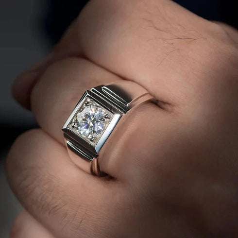 MJ-209 BRILLIANT CUT MOISSANITE MEN'S RING